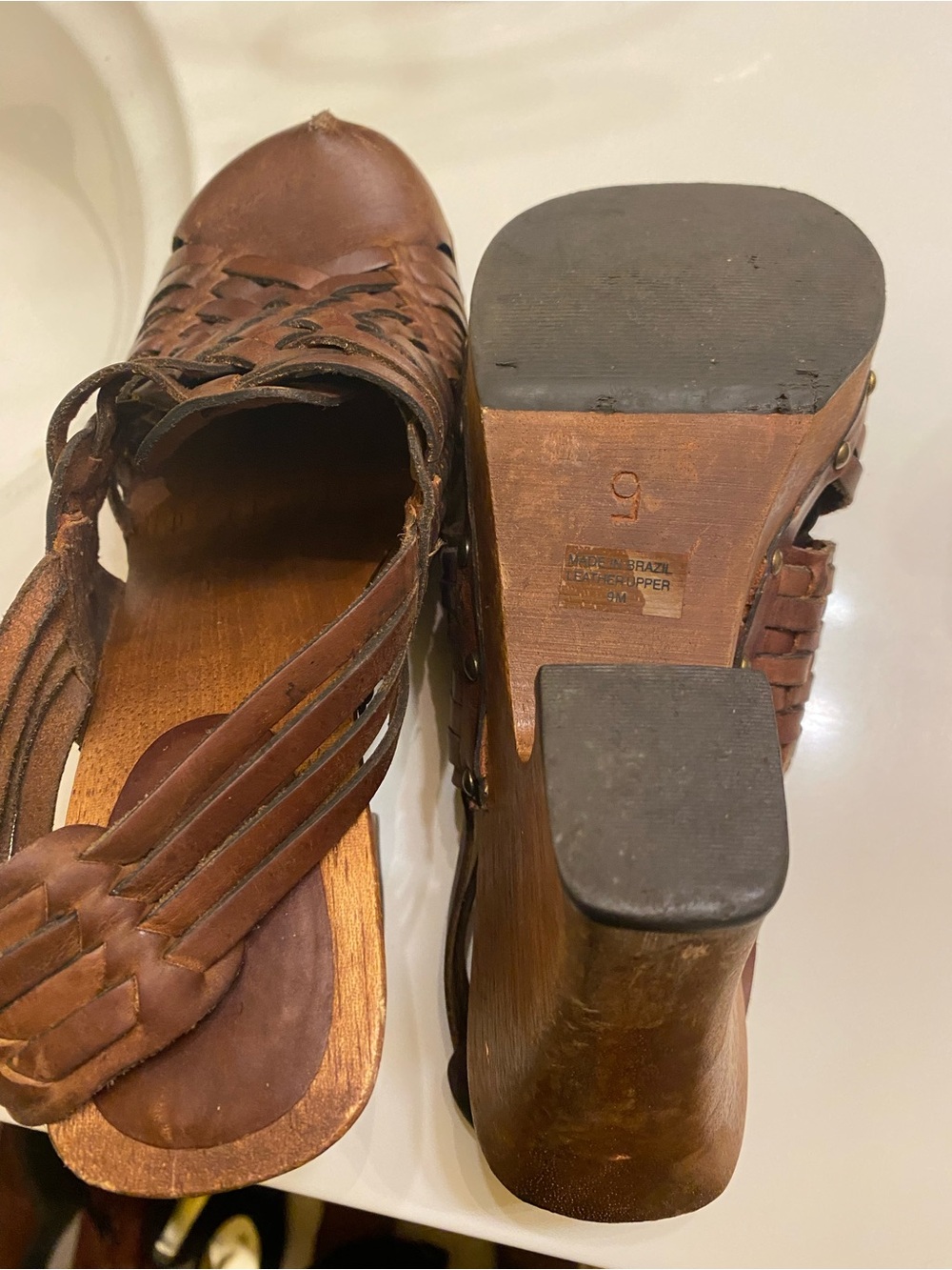 Woven Leather Slingback clogs - Brown - Picture 3 of 4